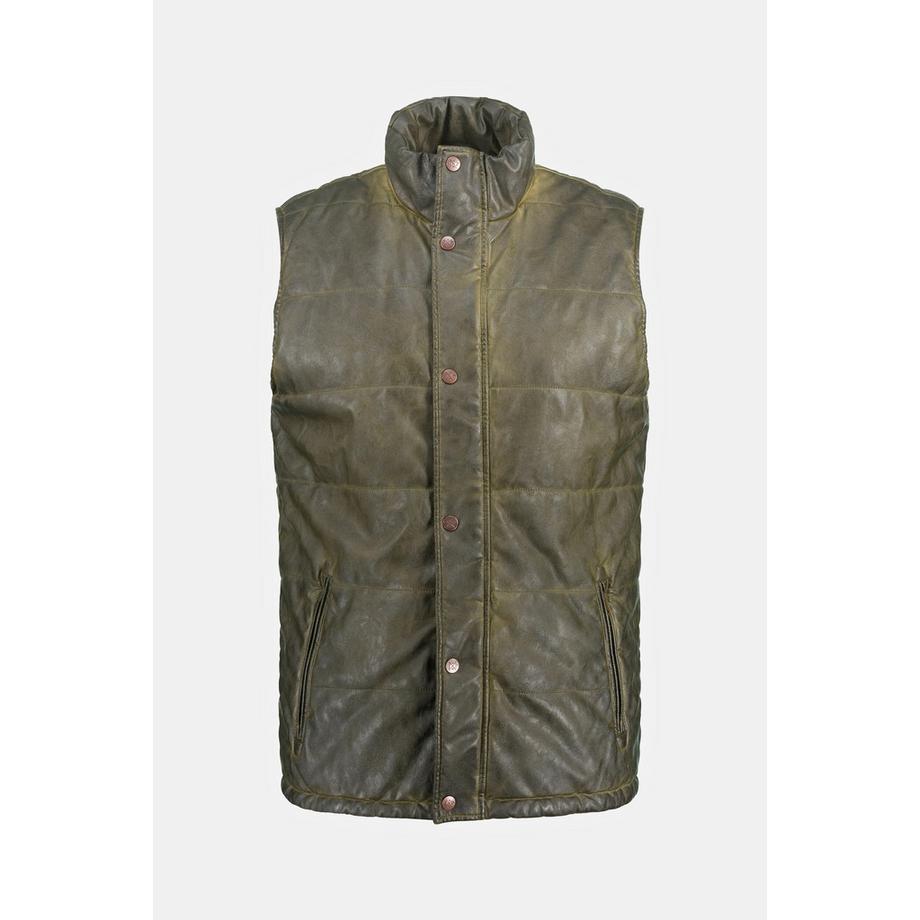JP1880 Gilet Matelassé Outdoor Effet Cuir Vintage Col Montant  