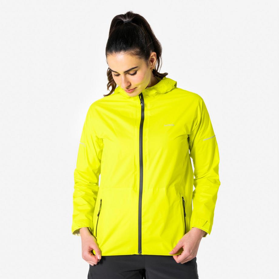 Veste running imperméable Femme, Kiprun Run Rain 900 vert