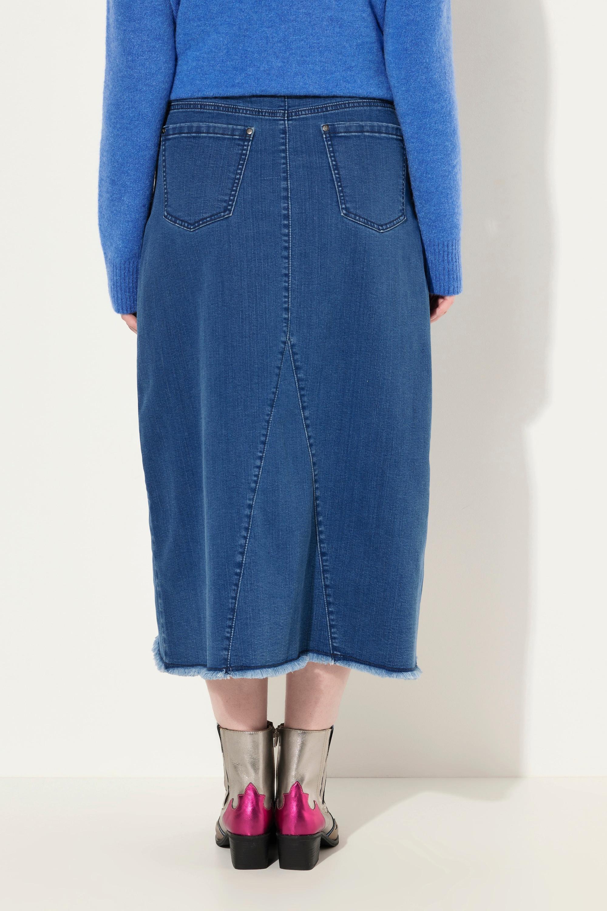 Ulla Popken Gonna di jeans Linea A Orlo Sfrangiato  