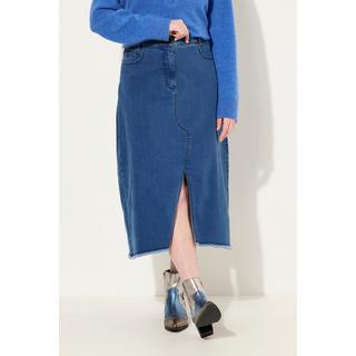Ulla Popken Gonna di jeans Linea A Orlo Sfrangiato  