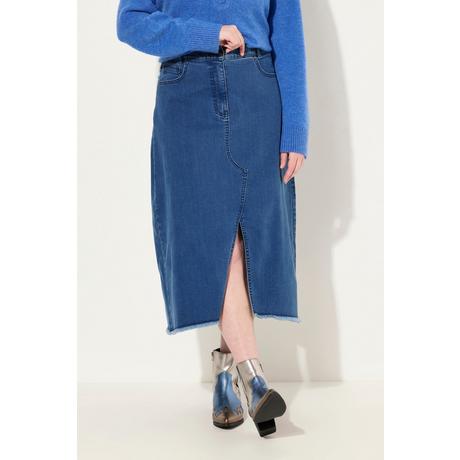 Ulla Popken Gonna di jeans Linea A Orlo Sfrangiato  