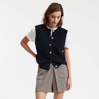 La Redoute Collections Cardigan Boutonné Maille Épaisse Sans Manches Col Rond  