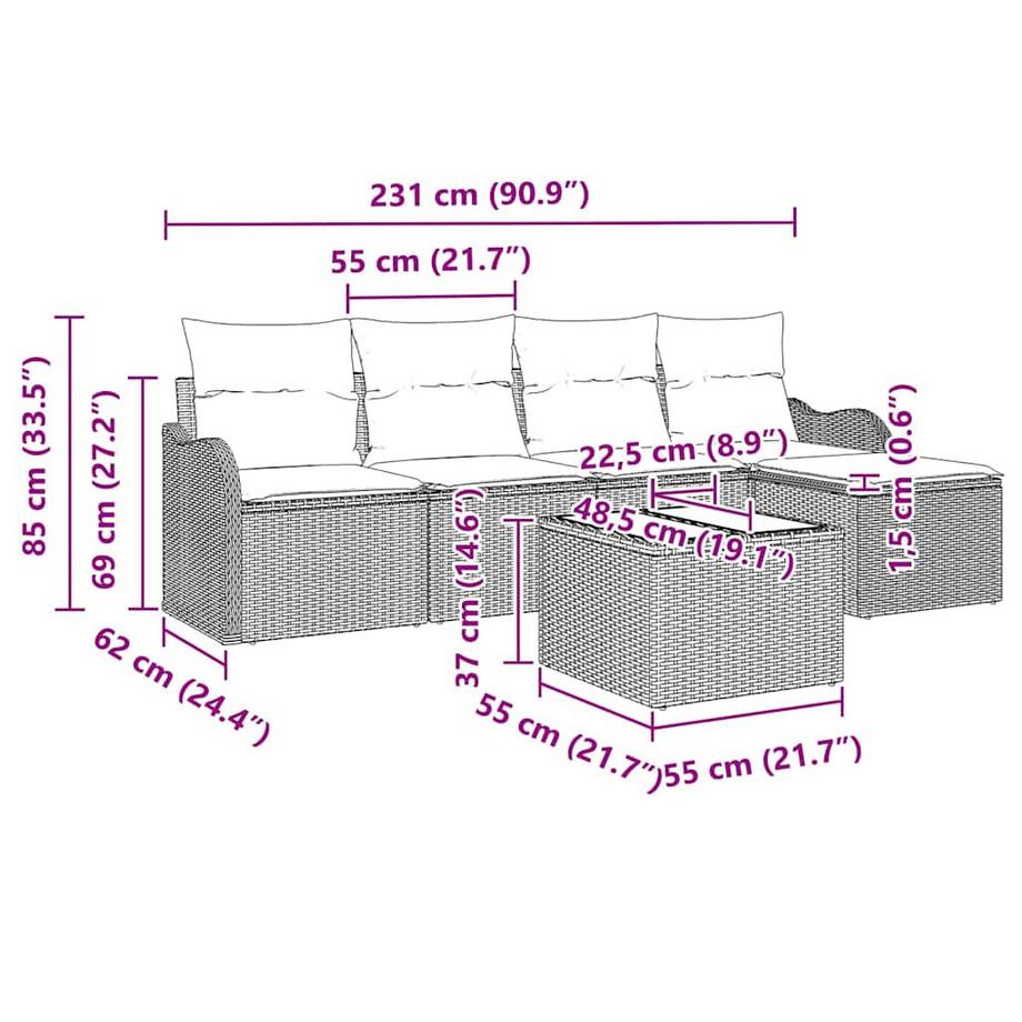 VidaXL Garten-sofa poly-rattan  