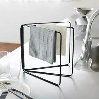 Yamazaki Porte serviette et gants de toilette en métal noir  