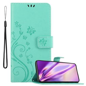 Housse compatible avec Samsung Galaxy S22 - Coque de protection au design floral avec fermeture magnétique, fonction de support et emplacements pour cartes