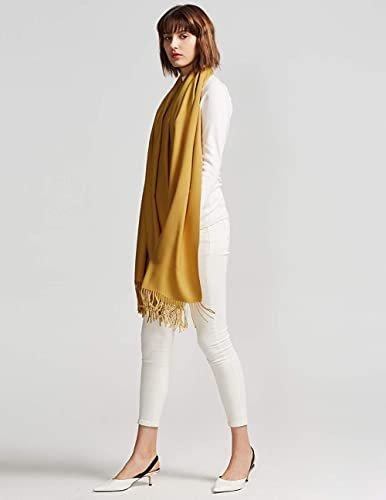 Only-bags.store Sciarpa calda autunno inverno in cotone tinta unita con nappe  