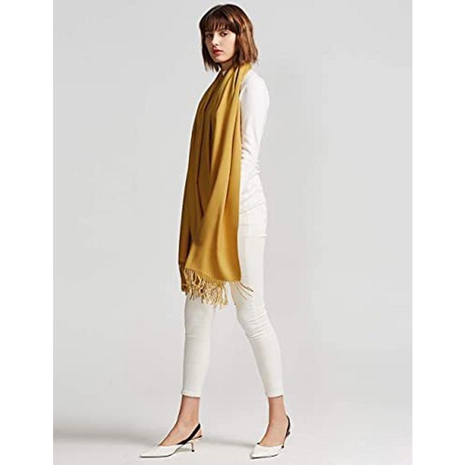 Only-bags.store Écharpe chaude hiver automne en coton uni avec glands  