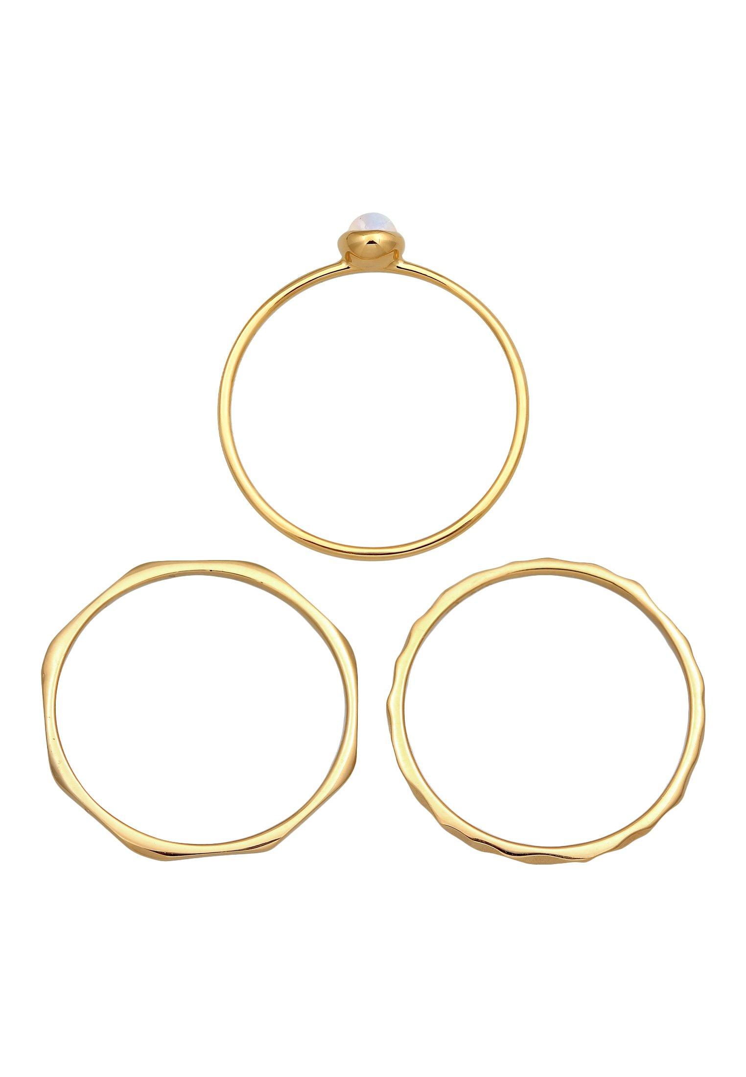 Elli  Ring Solitär Mondstein 3Er Ring Set 375 Gelbgold 