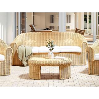 Beliani 3 Sitzer Sofa aus Rattan Boho LIVADEIA  