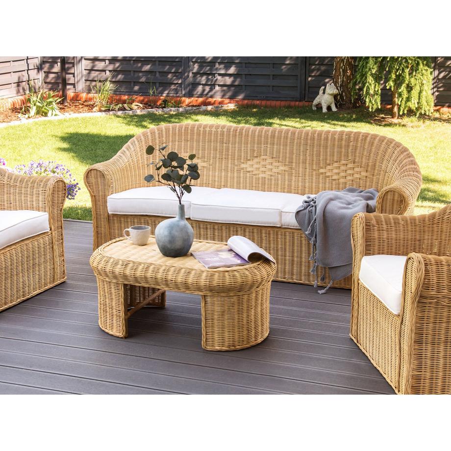Beliani 3 Sitzer Sofa aus Rattan Boho LIVADEIA  
