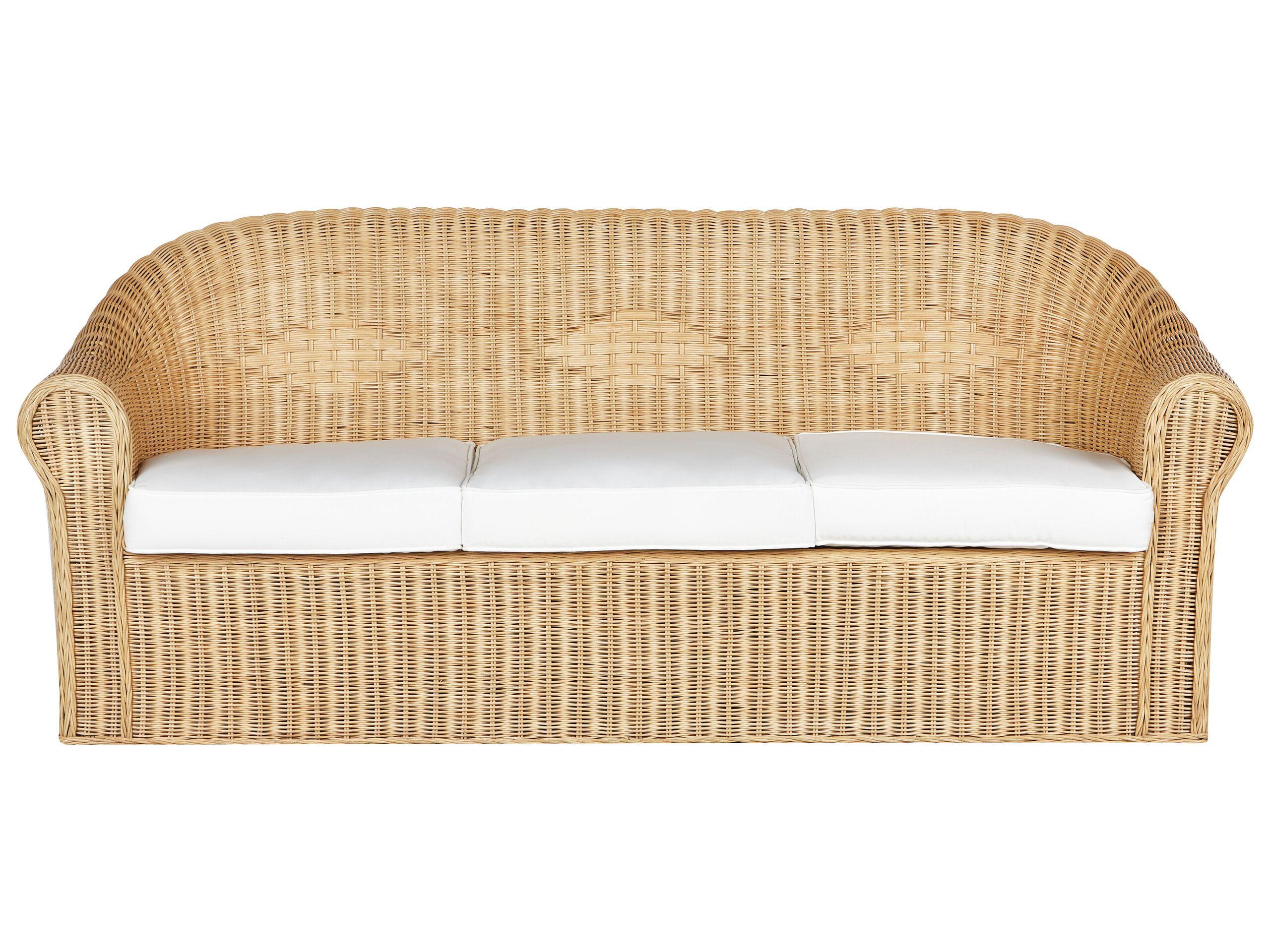 Beliani 3 Sitzer Sofa aus Rattan Boho LIVADEIA  