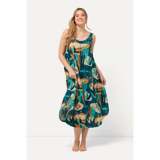 Ulla Popken  Robe midi, cactus, col rond, sans manches 