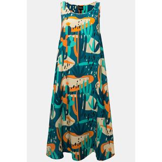 Ulla Popken  Robe midi, cactus, col rond, sans manches 