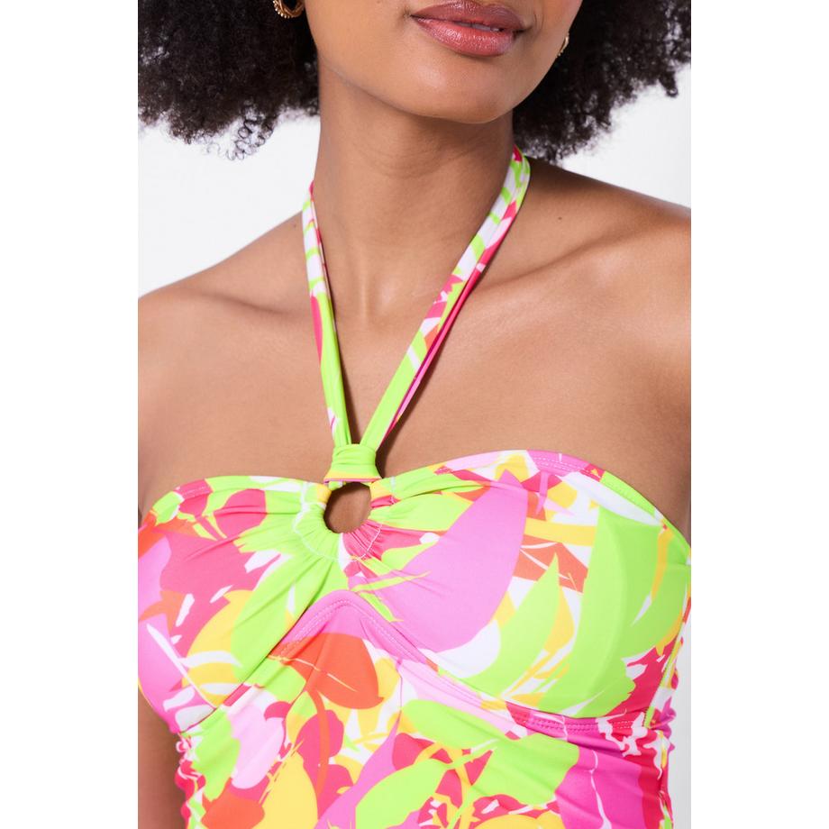 Joe Browns Haut de Tankini Licou Imprimé Feuilles Tropicales avec Détail Découpe  