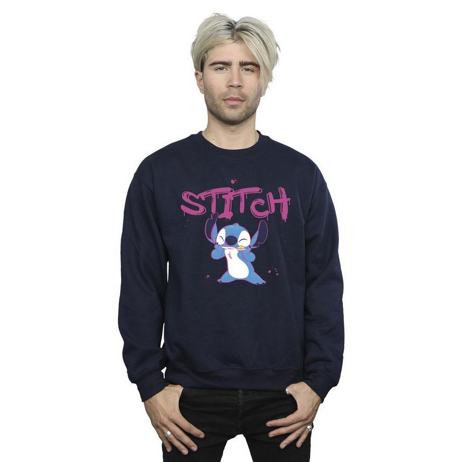 Disney Stitch Stampa Grafica Girocollo Felpa  