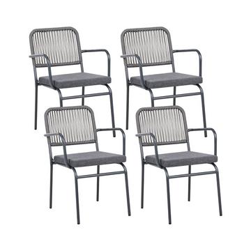 Lot de 4 chaises de jardin avec coussins en Aluminium Moderne TACENO
