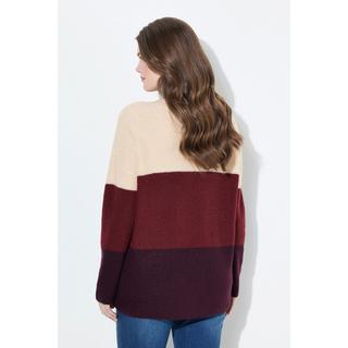 Ulla Popken Pull Colour Block Motif Torsadé Col V Manches Longues  