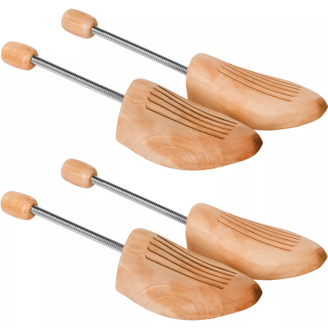 tectake Shoe Stretcher 2 Pairs Wood - 42-43 in Brown