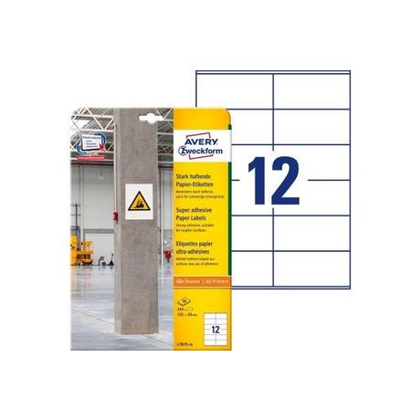 Avery-Zweckform  Avery-Zweckform L7875-20 Etichette 105 x 48 mm Carta Bianco 240 pz. Permanente, A tenuta forte Etichetta super 