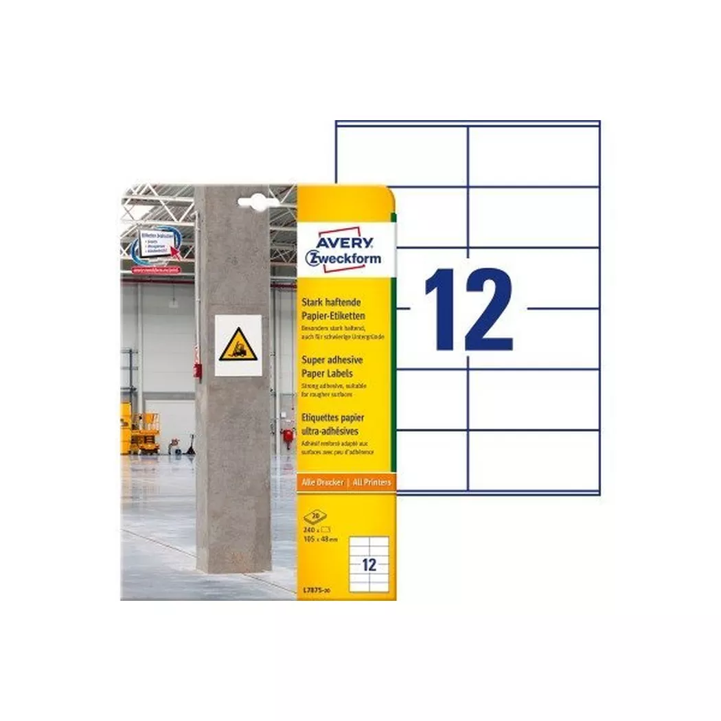 Avery-Zweckform – AVERY ZWECKFORM Etiketten Universal 105x48mm, 20 Blatt, One Size, Weiss