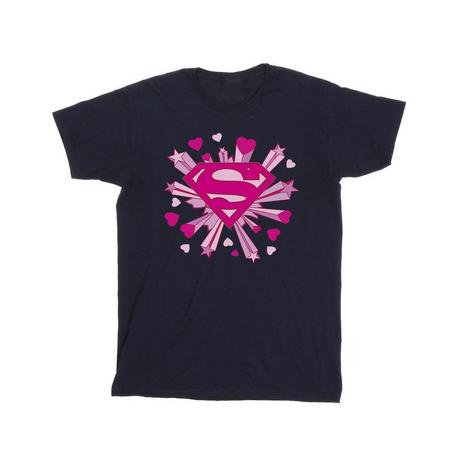 DC COMICS  Superman Pink Hearts And Stars Logo TShirt 