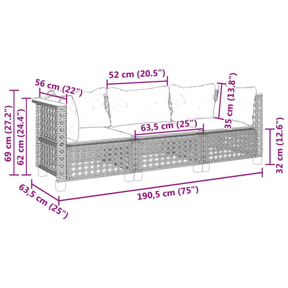 VidaXL Canapé de jardin rotin synthétique  