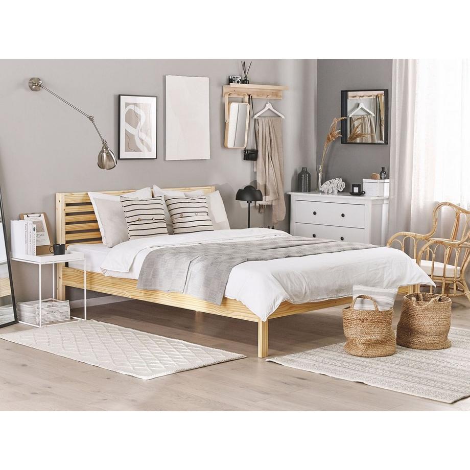 Beliani Letto con rete a doghe en Legno di caucciù Scandinavo CARNAC  