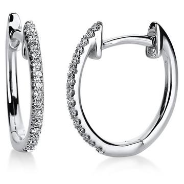 Boucles d'oreilles cerceau 585/14K or blanc diamant 0,08ct.