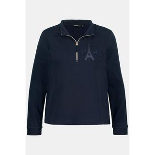 Ulla Popken  Sweatshirt, Eiffelturm, Stehkragen, Zipper, Langarm 