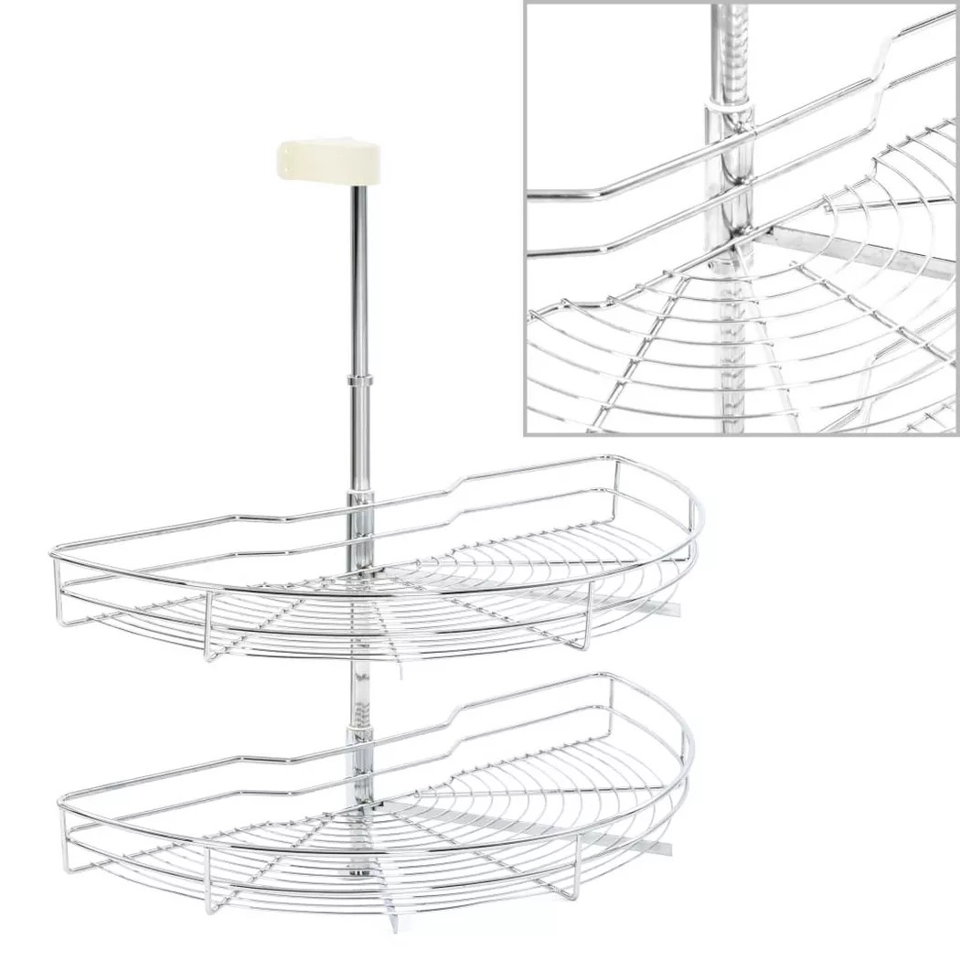 vidaXL Draadmand keuken 2-laags 180 graden 75x38x80 cm zilverkleurig50972