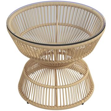 Couchtisch, Naturholz, PE Rattan