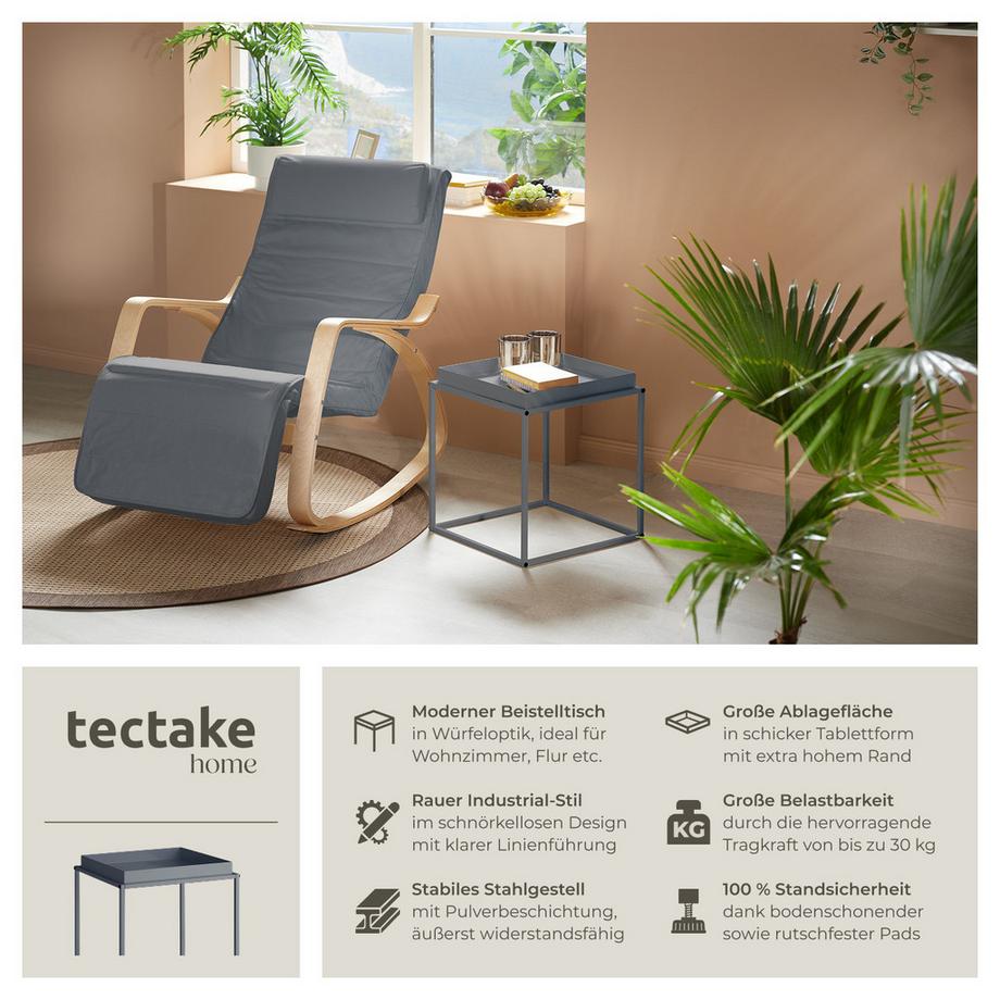 Tectake Beistelltisch Cambridge Stahl mit Ablage in Tablettform  