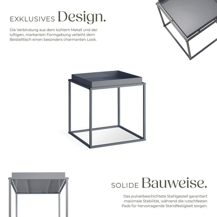 Tectake Beistelltisch Cambridge Stahl mit Ablage in Tablettform  