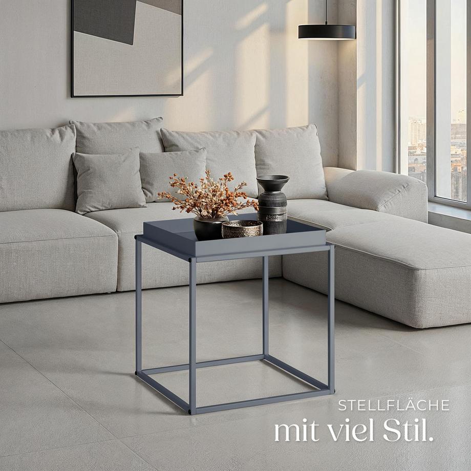 Tectake Beistelltisch Cambridge Stahl mit Ablage in Tablettform  