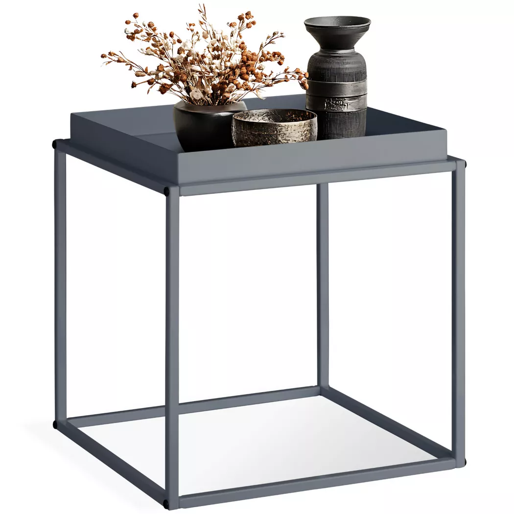 tectake Bedside Table Cambridge - With Tray-Shaped Shelf, 40 X 40 X 44 Cm in Dark Grey
