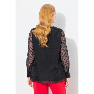 Ulla Popken  Blouse doublée, imprimé à pois, décolleté en V et manches longues 