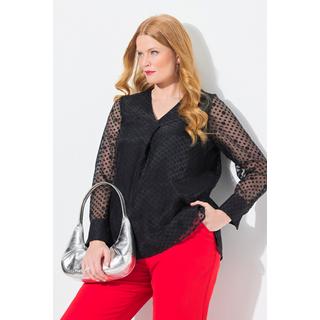 Ulla Popken Blusa pois doppio strato scollo a V manica lunga  