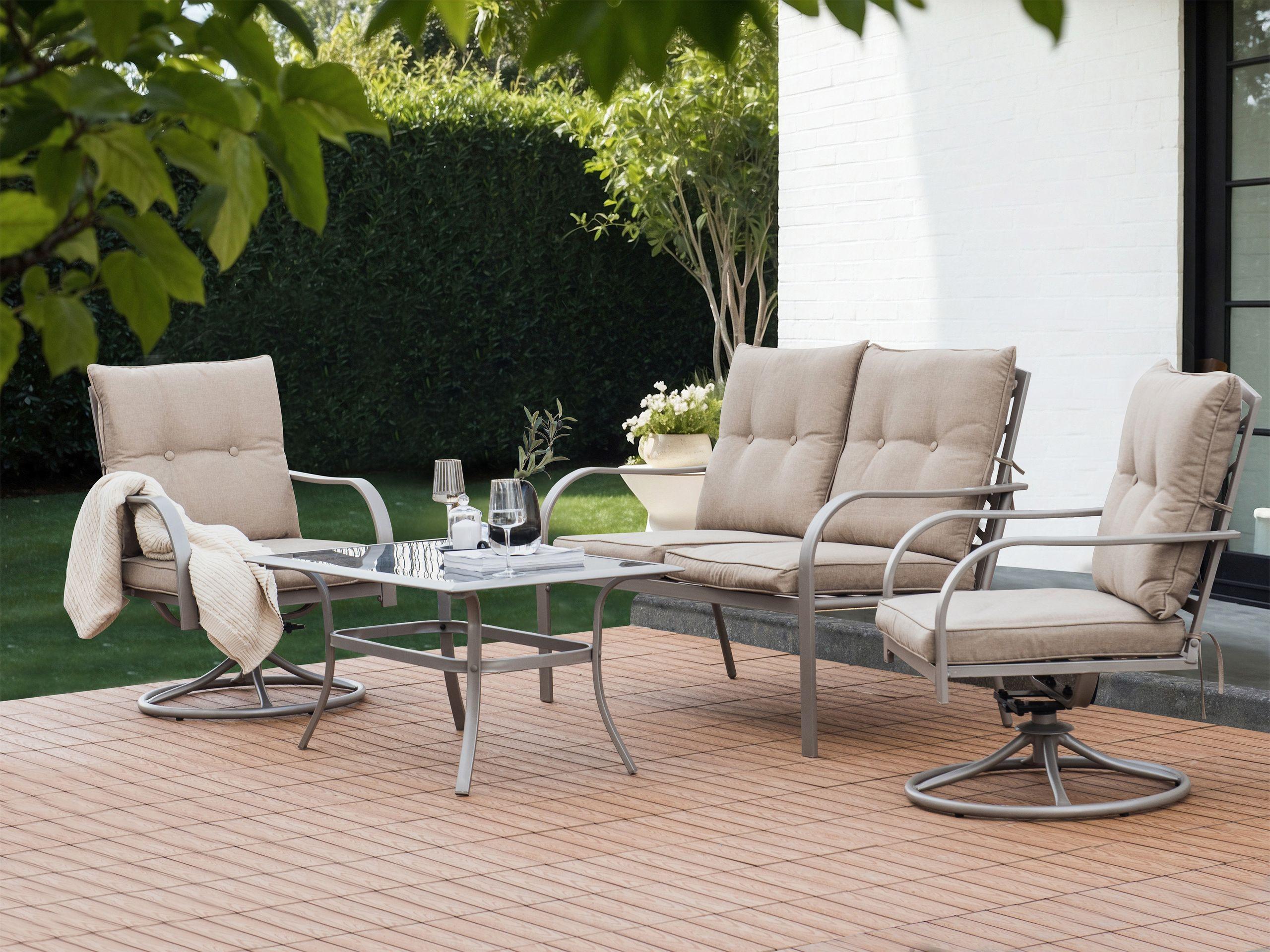 Beliani Canapé 2 places avec fauteuils en Acier Moderne MESTRINO  