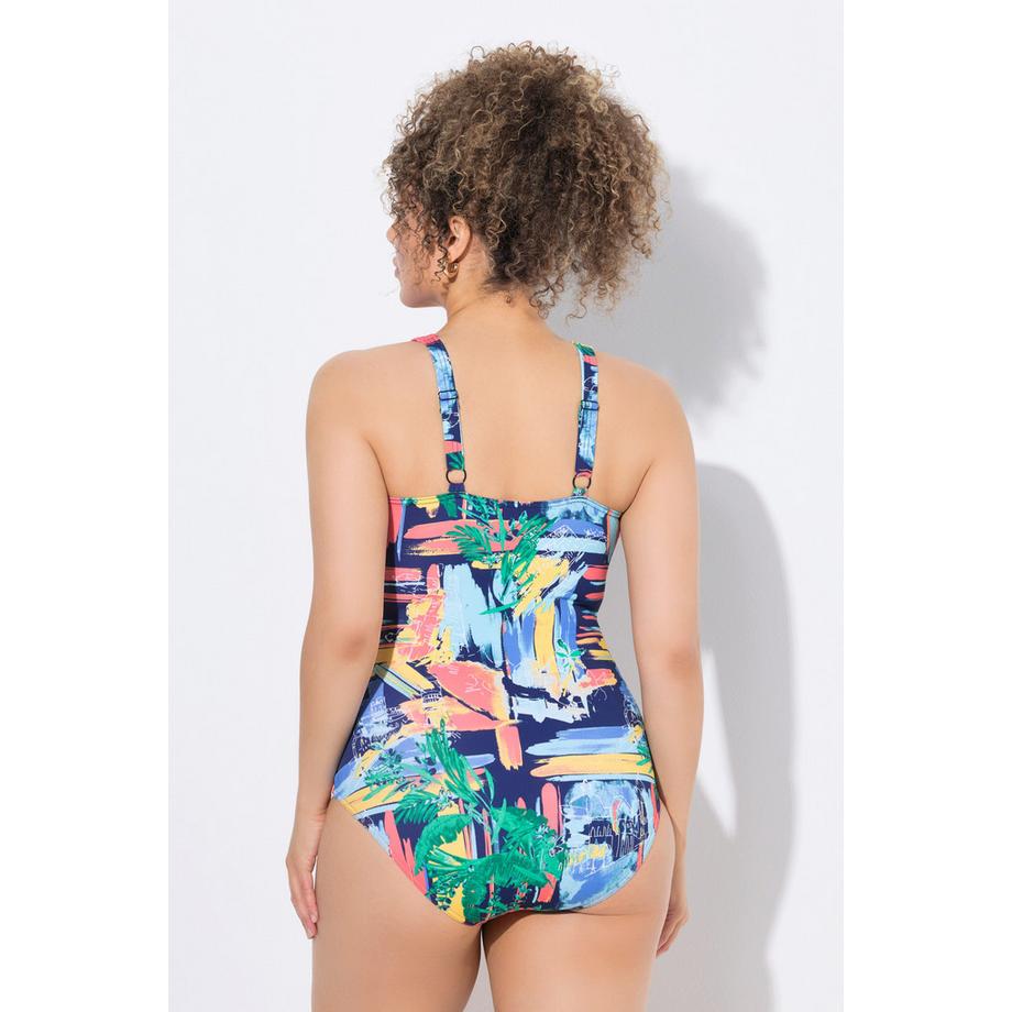 Ulla Popken Badeanzug Wickeloptik Softcups V-Ausschnitt  