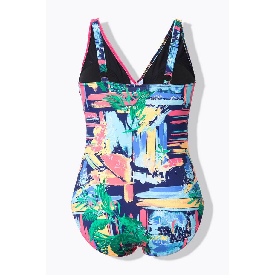 Ulla Popken Badeanzug Wickeloptik Softcups V-Ausschnitt  