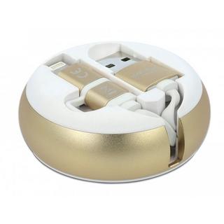 DeLock  85820 cavo USB 0,92 m USB 2.0 USB A Micro-USB B/Lightning Oro, Bianco 