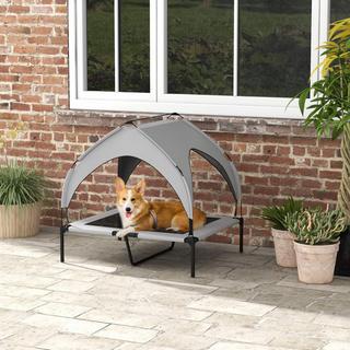 Northio  Erhöhtes Hundebett mit Baldachin, Haustierbett, Outdoor Hundeliege mit Dach, Atmungsaktiv, für große Hunde Hellgrau Oxford 91 x 76 x 89 cm 