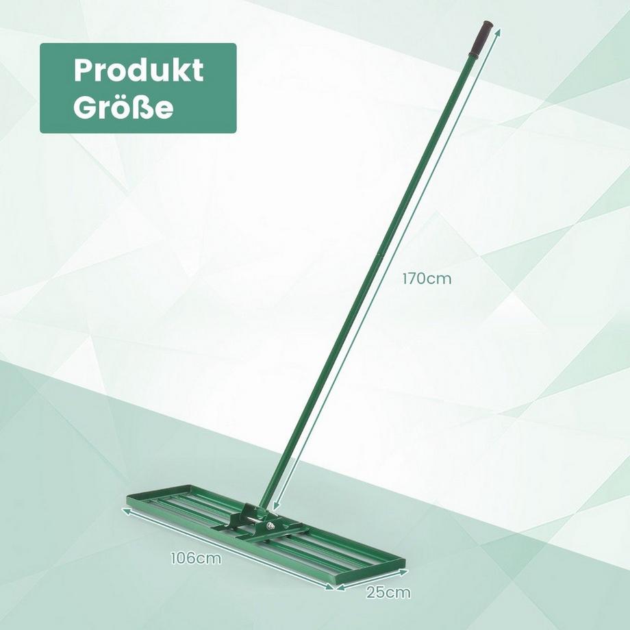 Northix  Nivellierrechen mit Ergonomischem Griff Robustes Rasenwerkzeug Levelingrake Flächenebner 106 x 25 cm Grün 