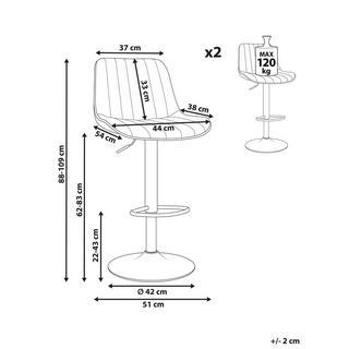 Beliani Set mit 2 Barhockern aus Samtstoff Retro DUBROVNIK  