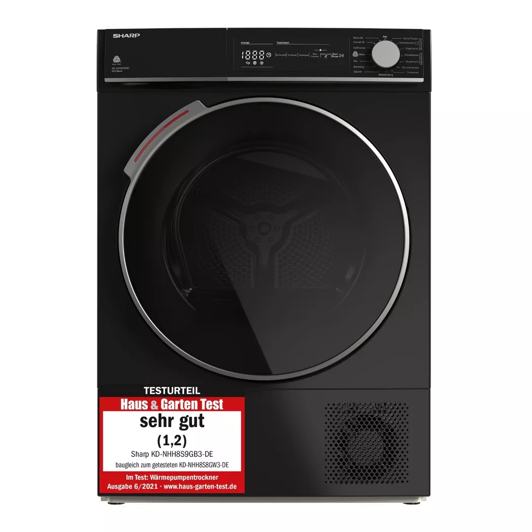 Sharp KD-NHH8S9GB3-DE sèche-linge Pose libre Charge avant 8 kg Noir