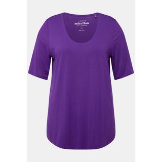 Ulla Popken  T-shirt con davanti doppio, scollo a V e mezze maniche 