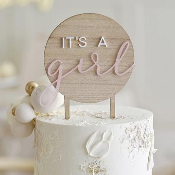 Cake Topper « it's a girl » rose poudré