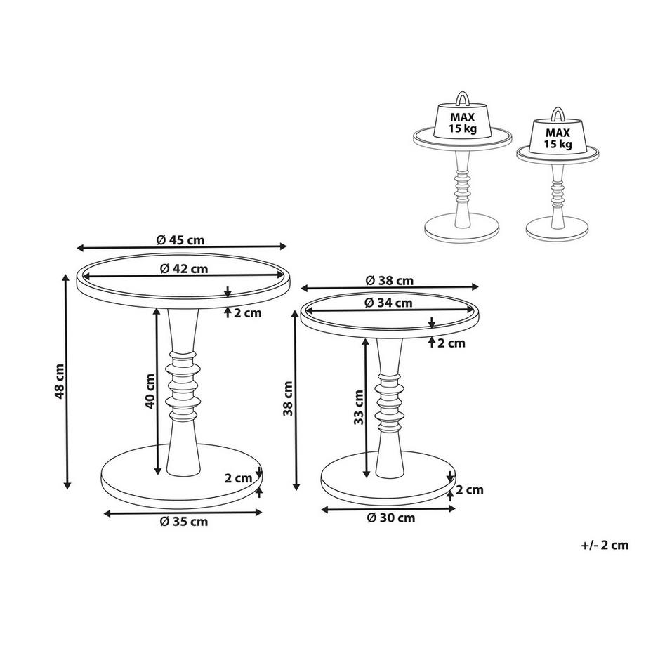 Beliani Set di 2 tavolini en Legno di mango Classico THALIA  