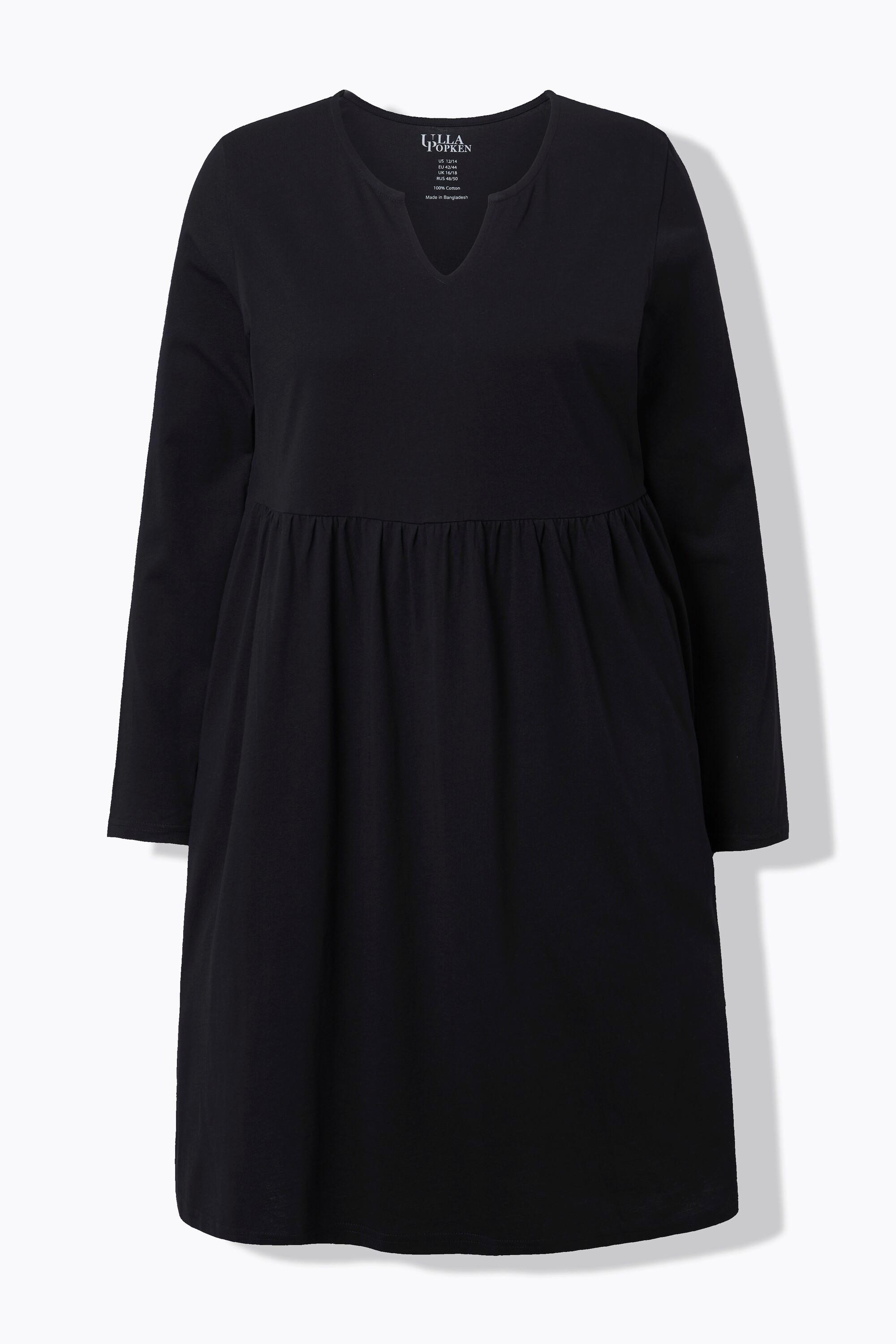 Ulla Popken Jersey A-Linie Tunika-Ausschnitt Langarm Kleid  