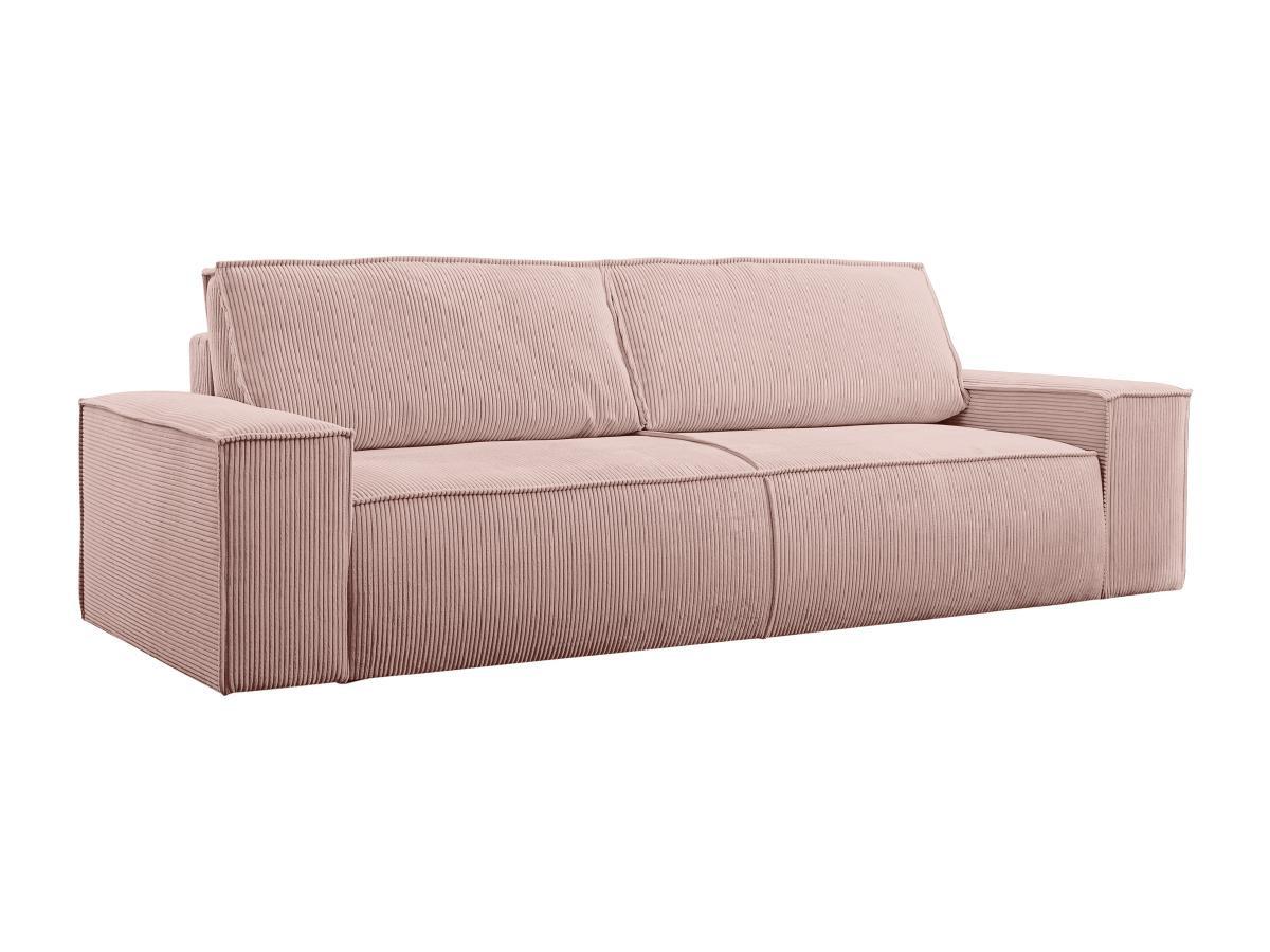 PASCAL MORABITO Canapé 4 places convertible en velours côtelé rose poudré AMELIA  